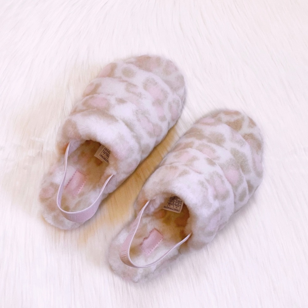 UGG Women’s Fluff Yeah Slide Panther Print Sheepskin Slipper Sandals In White - Picture 4 of 7